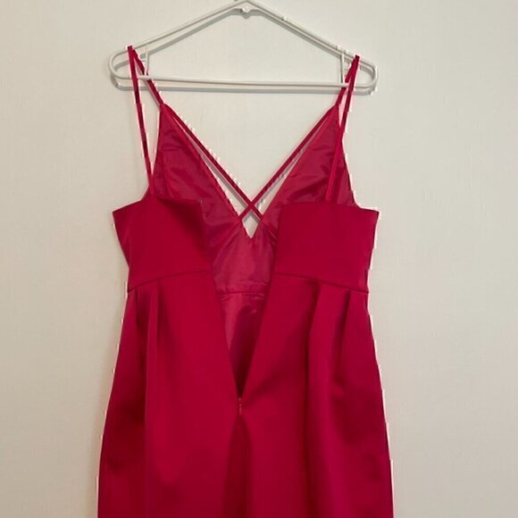 TOPSHOP Front Cross Minidress Magenta Pink Strappy Party Mini Fit & Flare Dress - Picture 12 of 14